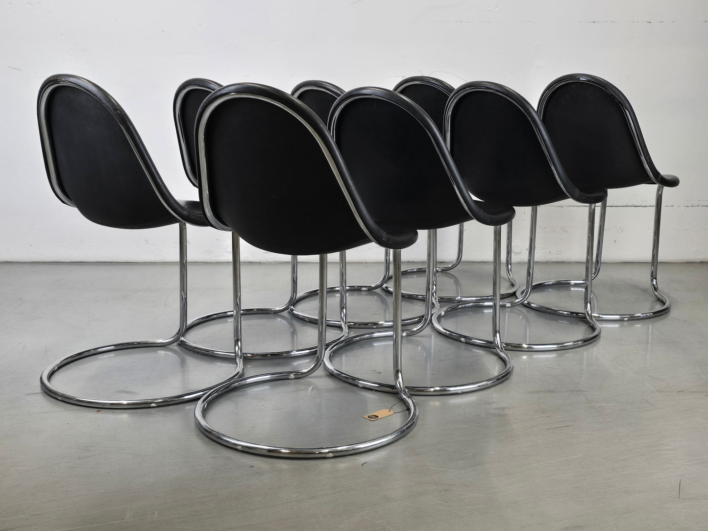 GIOTTO STOPPINO STUHL esszimmer küche bernini büro esstisch mid century schwarz leder chrom