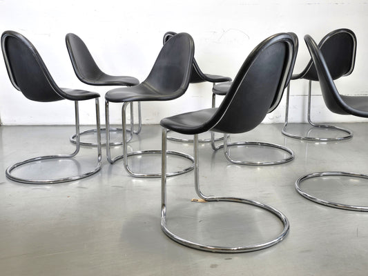 GIOTTO STOPPINO STUHL esszimmer küche bernini büro esstisch mid century schwarz leder chrom