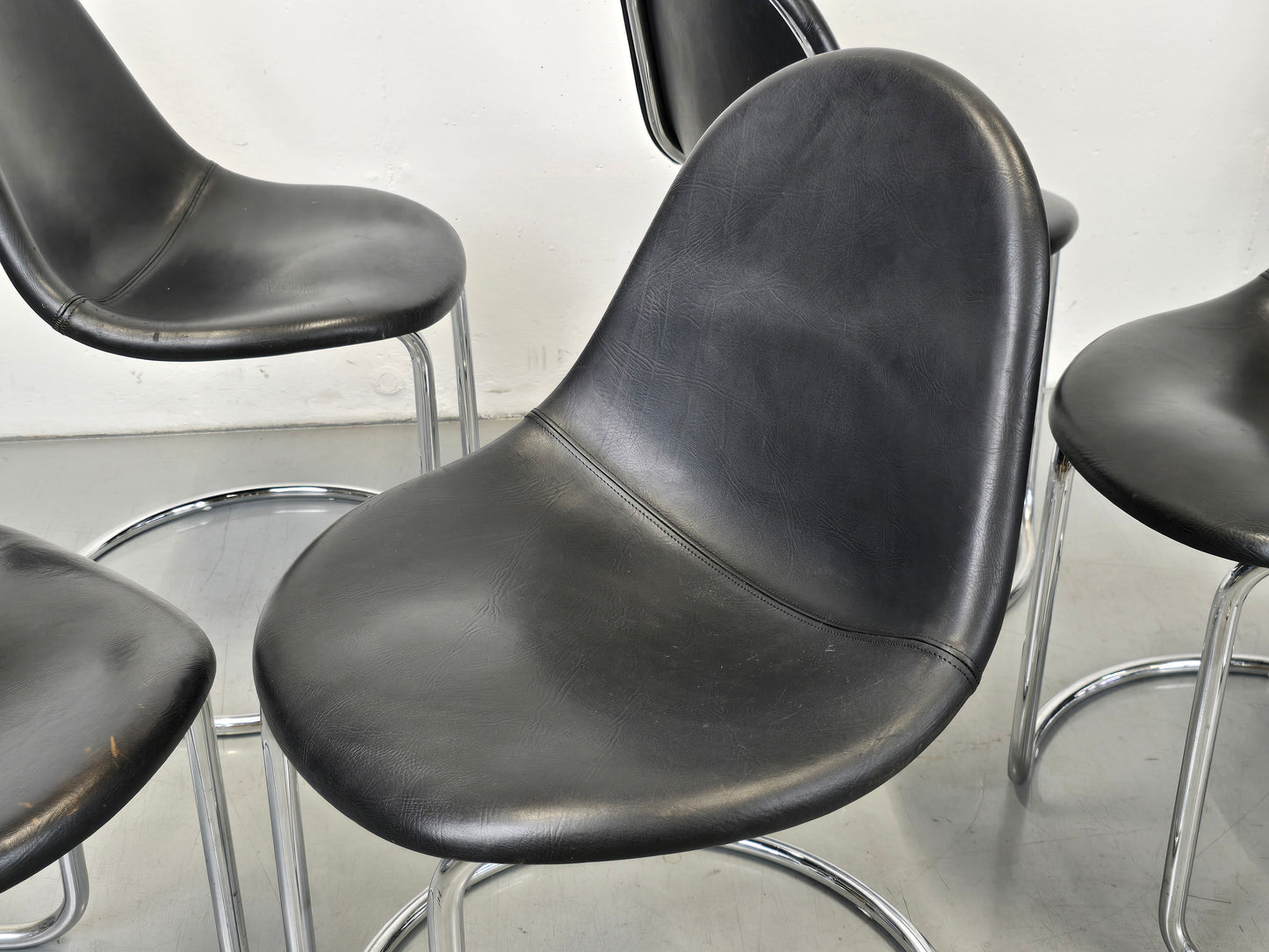 GIOTTO STOPPINO STUHL esszimmer küche bernini büro esstisch mid century schwarz leder chrom