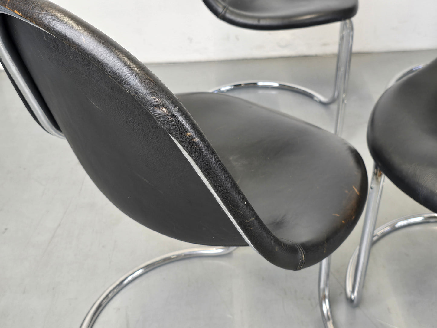 GIOTTO STOPPINO STUHL esszimmer küche bernini büro esstisch mid century schwarz leder chrom