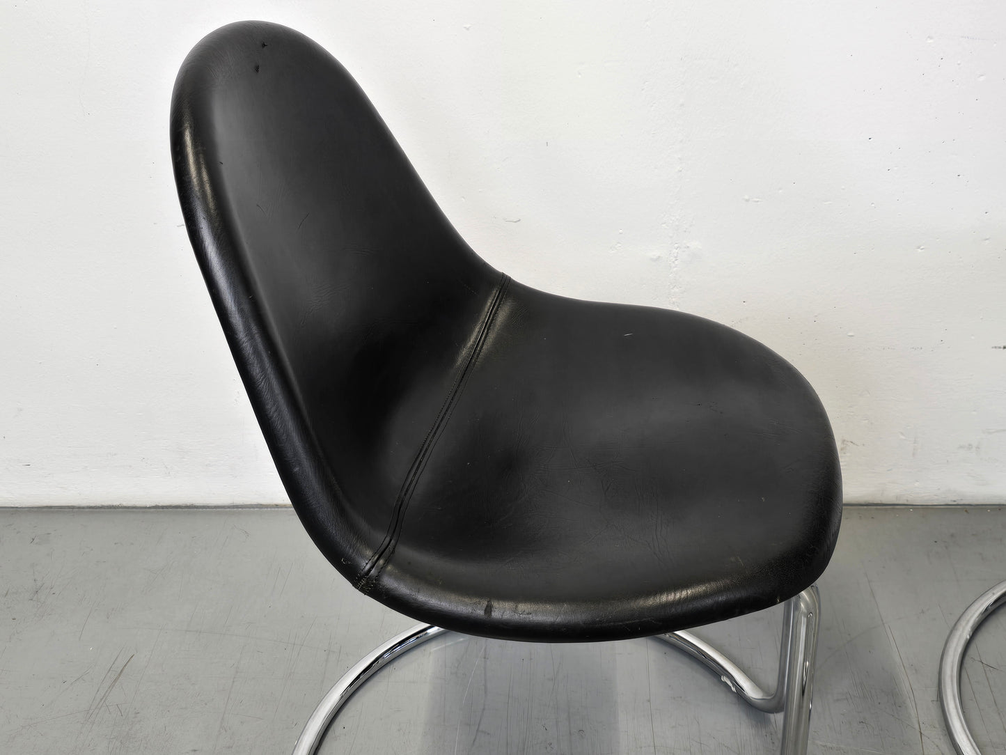 GIOTTO STOPPINO STUHL esszimmer küche bernini büro esstisch mid century schwarz leder chrom