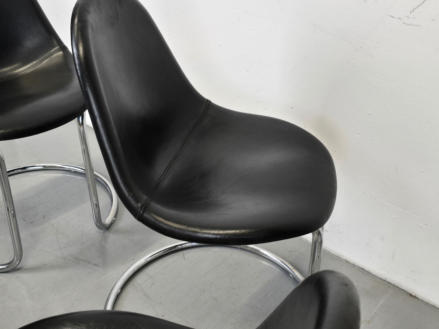 GIOTTO STOPPINO STUHL esszimmer küche bernini büro esstisch mid century schwarz leder chrom