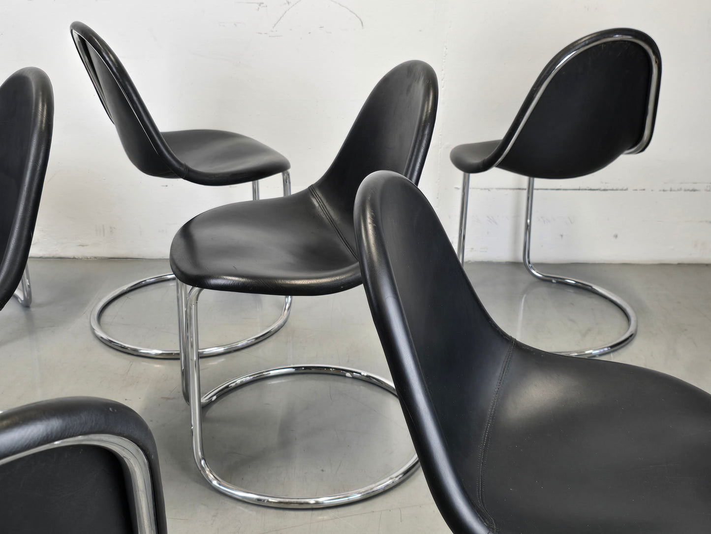 GIOTTO STOPPINO STUHL esszimmer küche bernini büro esstisch mid century schwarz leder chrom