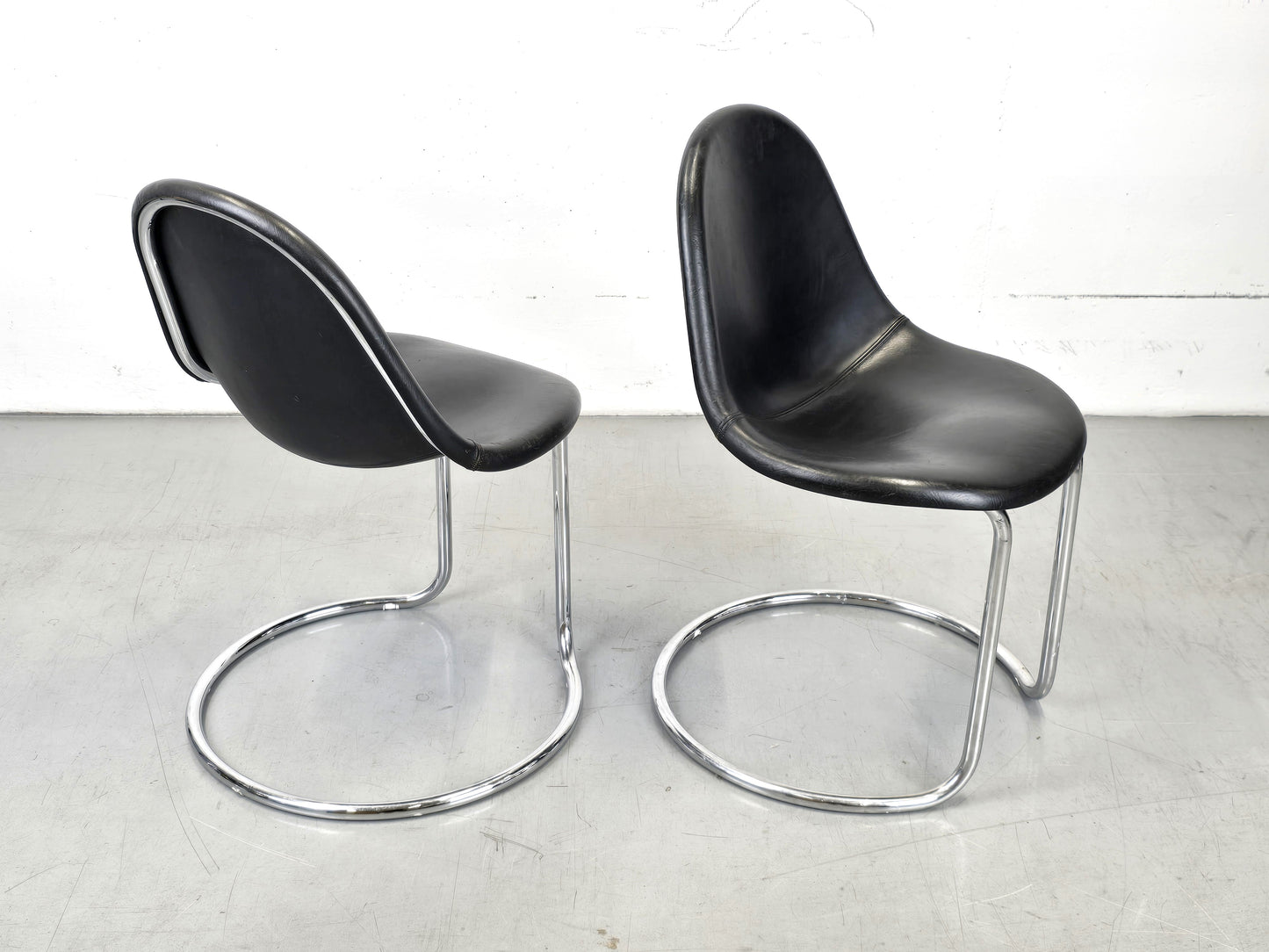 GIOTTO STOPPINO STUHL esszimmer küche bernini büro esstisch mid century schwarz leder chrom