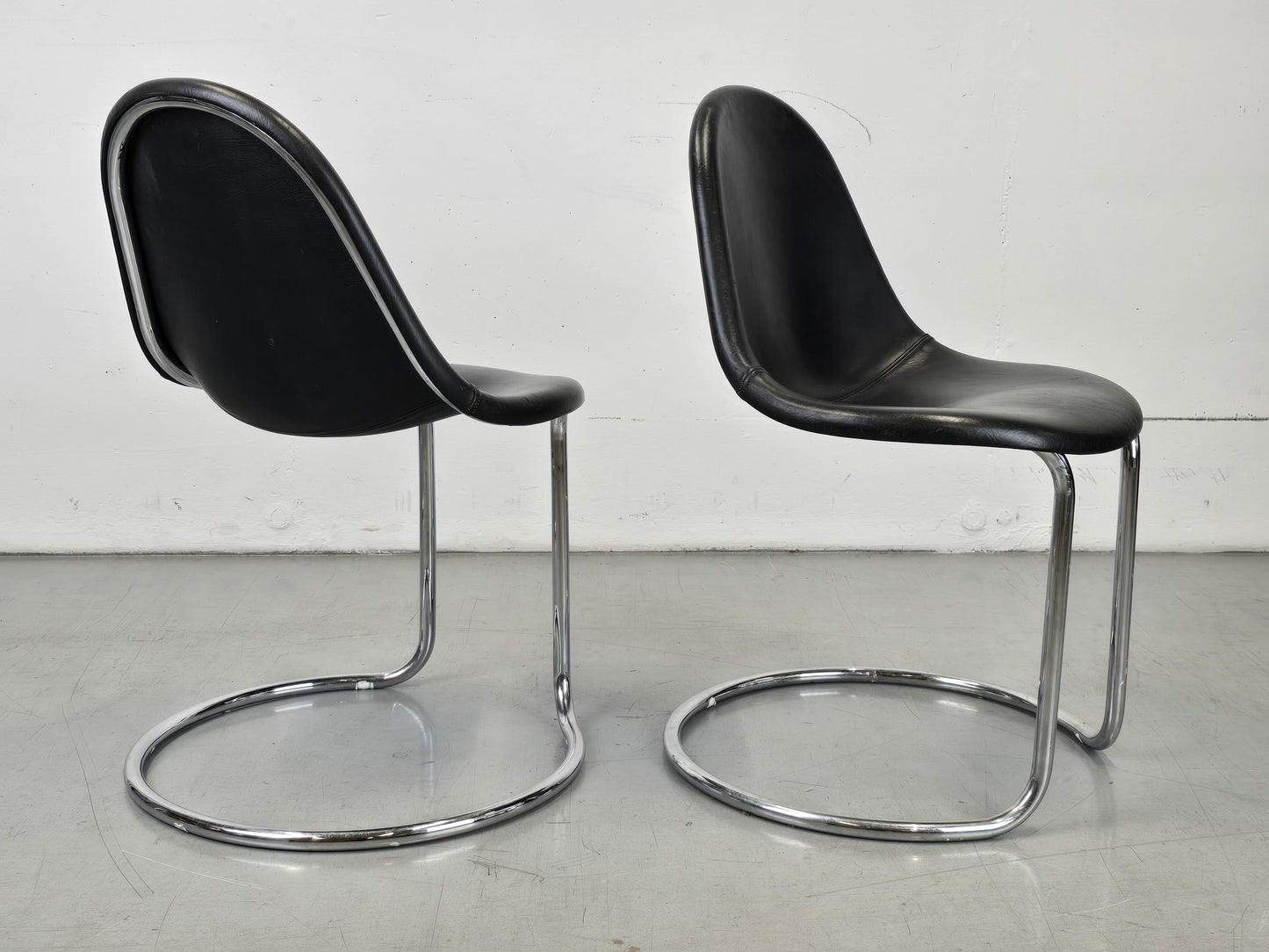 GIOTTO STOPPINO STUHL esszimmer küche bernini büro esstisch mid century schwarz leder chrom