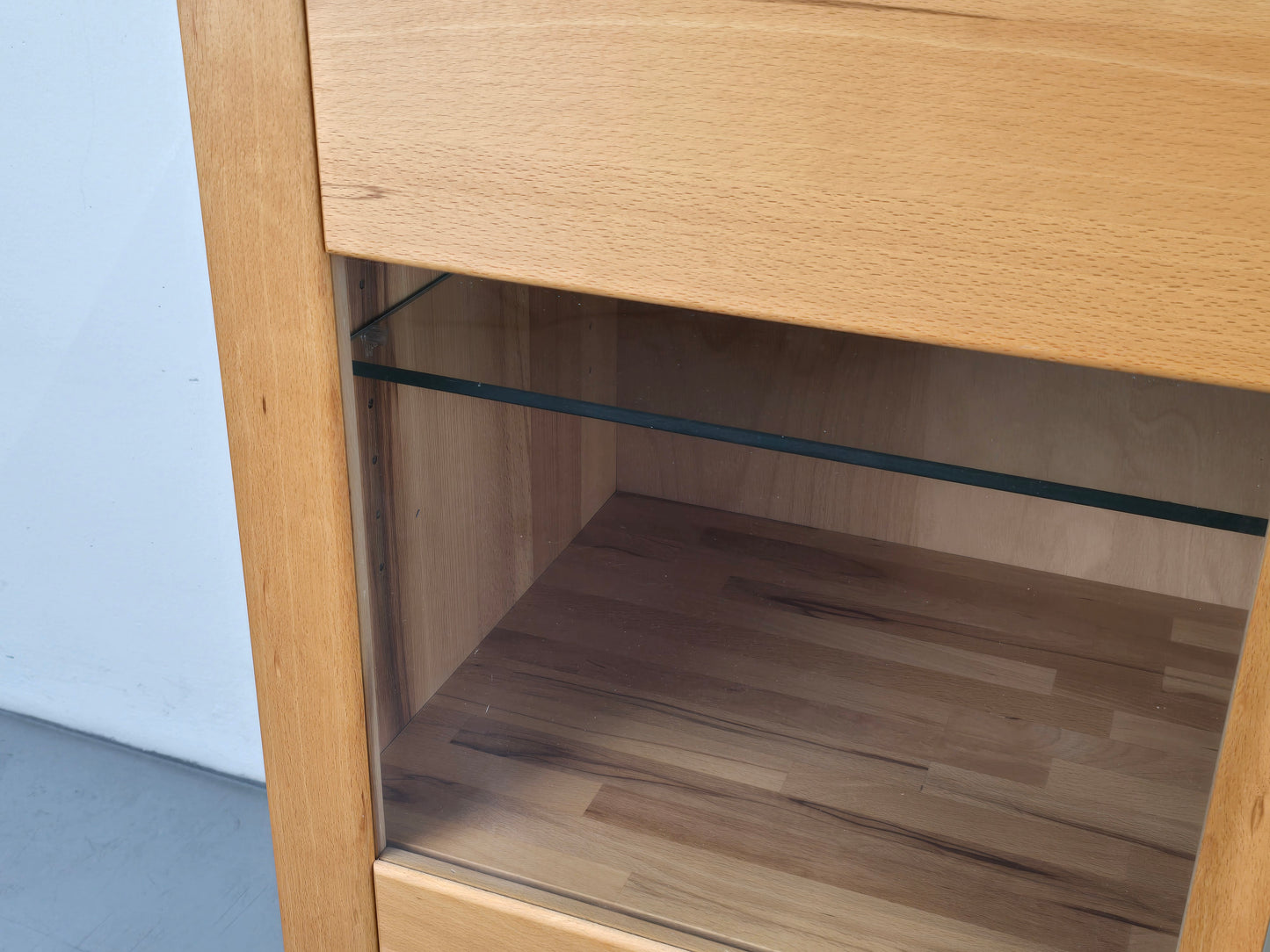 BUCHENHOLZ Sideboard vitrinenschrank holz buche schrank kommode vollholz