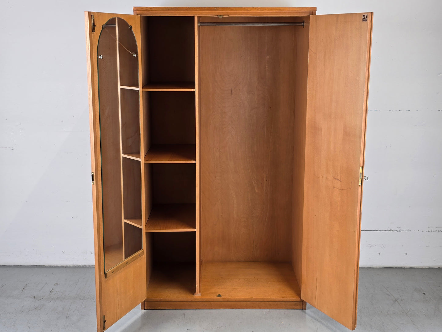 WK MÖBEL KLEIDERSCHRANK schrank rüster holz kommode flur vintage spiegel