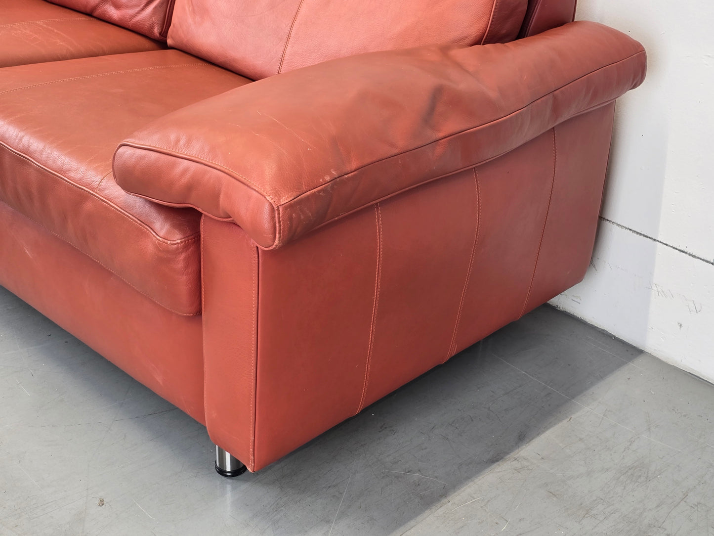 VINTAGE SOFA LEDER kastanienbraun couch 2 3 Sitzer sessel braun rostrot