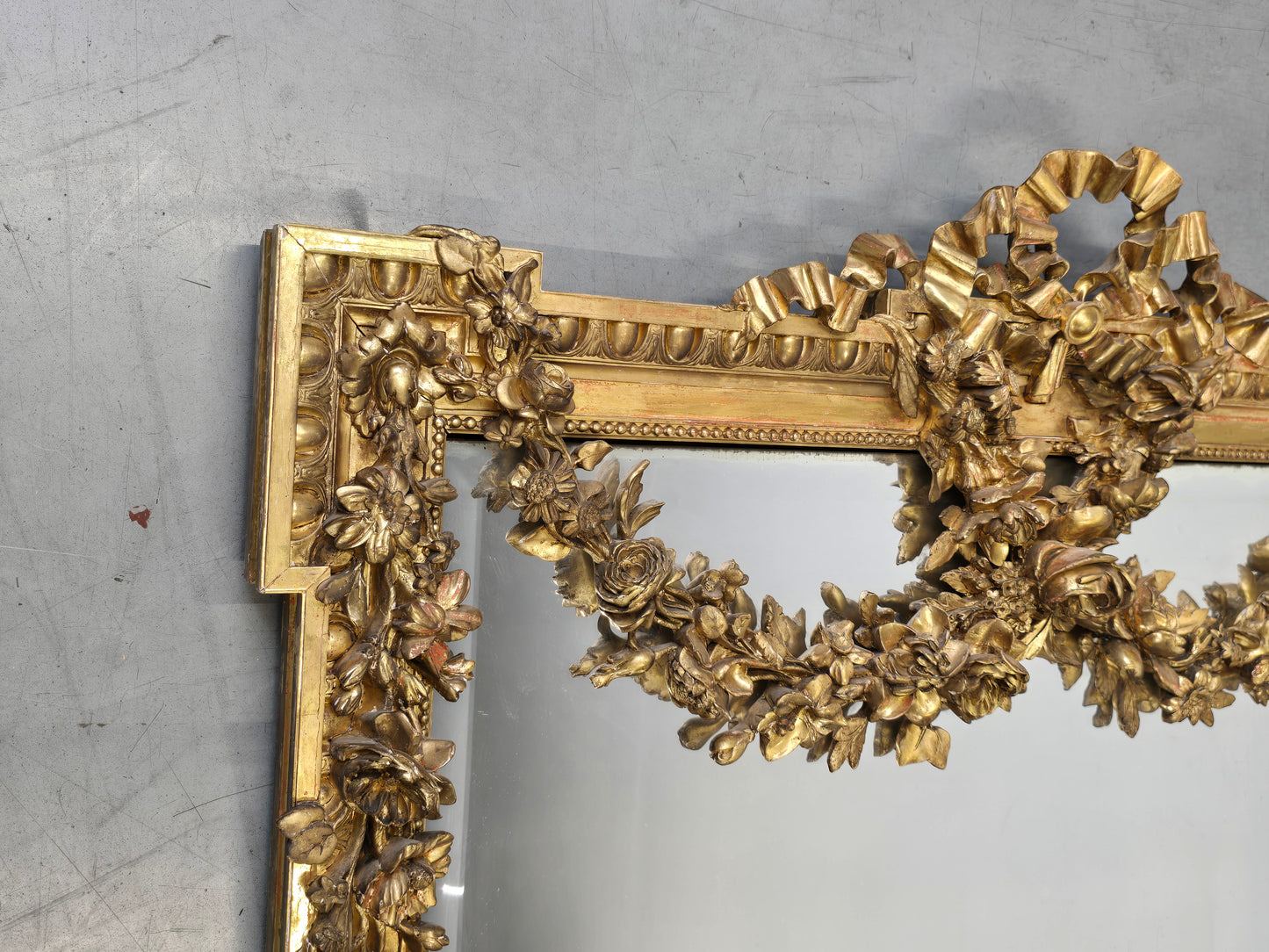 ANTIKER SPIEGEL GOLD wandspiegel 19. jahrhunder geschliffenes glas louis gauthier dijon