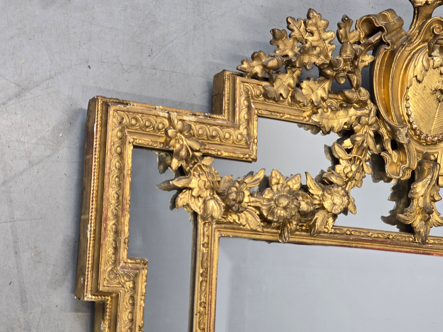 ANTIKER SPIEGEL GOLD wandspiegel 19. jahrhunder geschliffenes glas