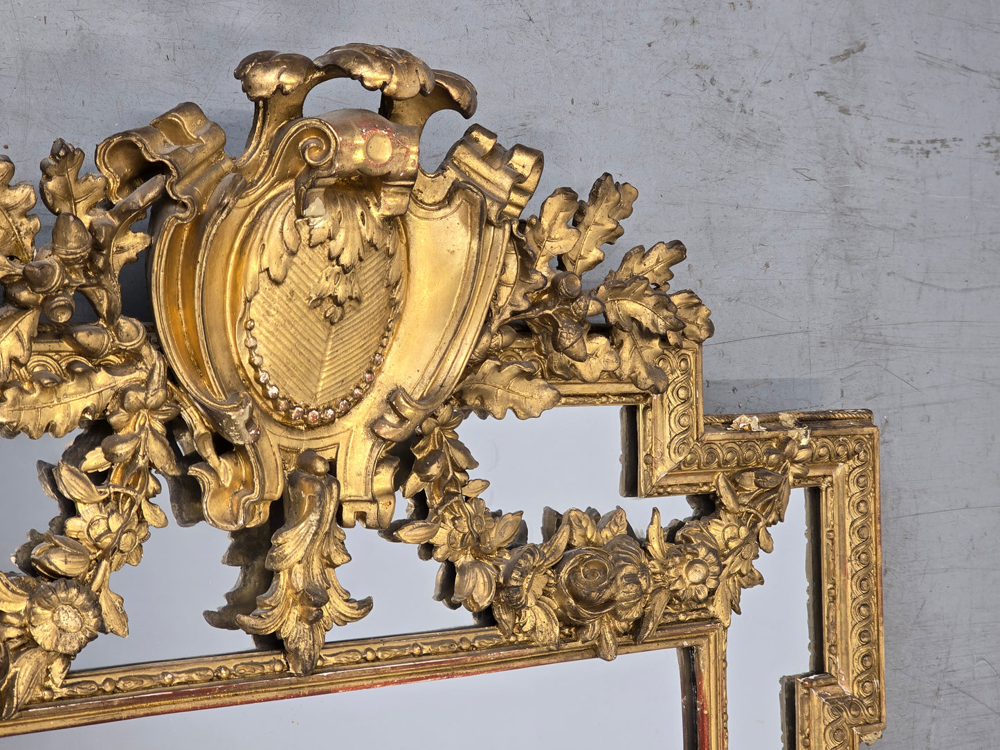 ANTIKER SPIEGEL GOLD wandspiegel 19. jahrhunder geschliffenes glas