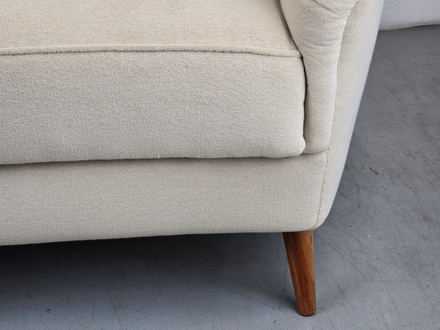 MID CENTURY SOFA couch 3er beige weiß vintage garnitur samt dänemark