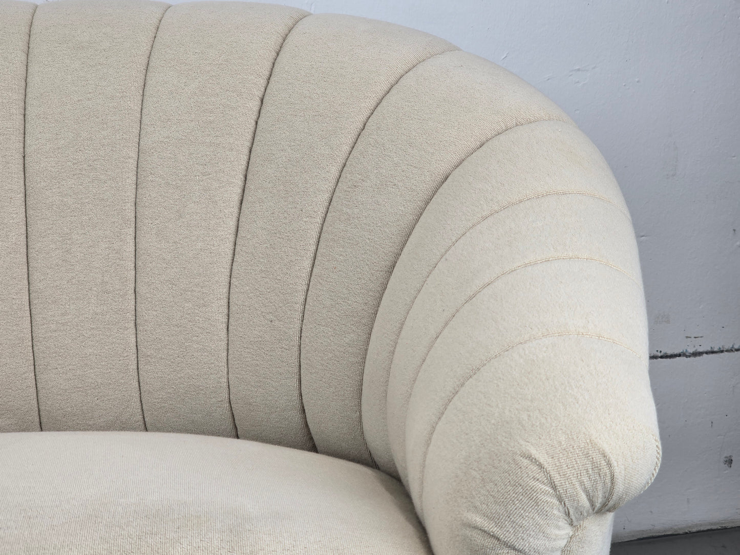 MID CENTURY SOFA couch 3er beige weiß vintage garnitur samt dänemark