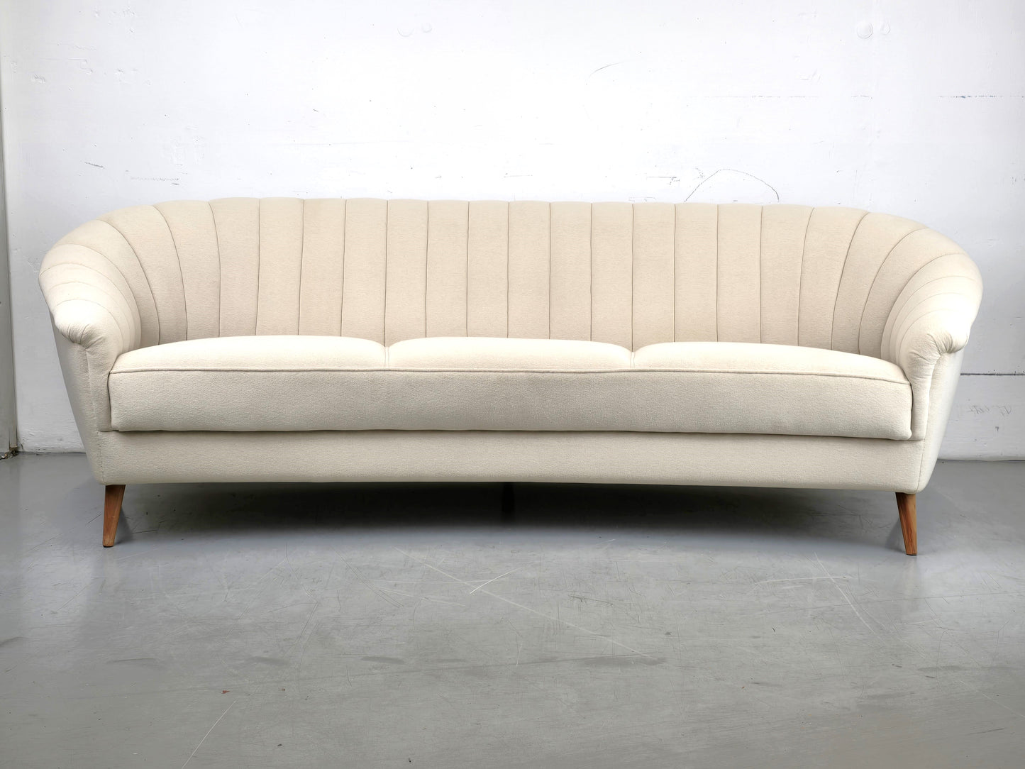 MID CENTURY SOFA couch 3er beige weiß vintage garnitur samt dänemark