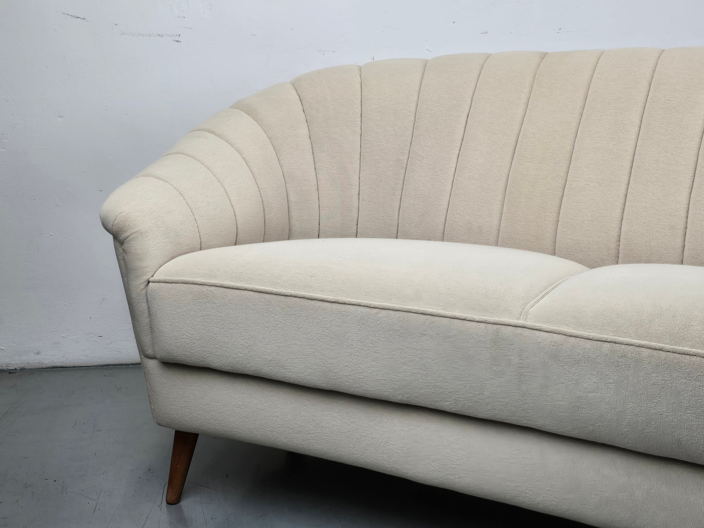 MID CENTURY SOFA couch 3er beige weiß vintage garnitur samt dänemark
