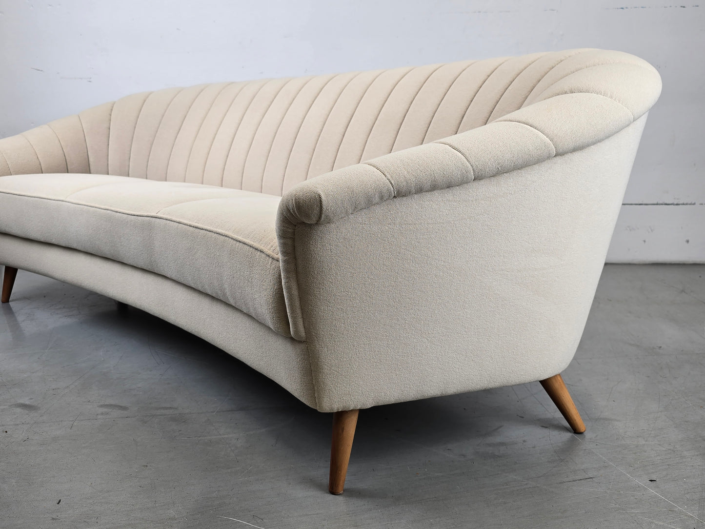 MID CENTURY SOFA couch 3er beige weiß vintage garnitur samt dänemark