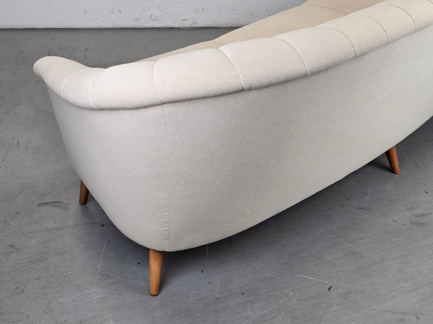 MID CENTURY SOFA couch 3er beige weiß vintage garnitur samt dänemark