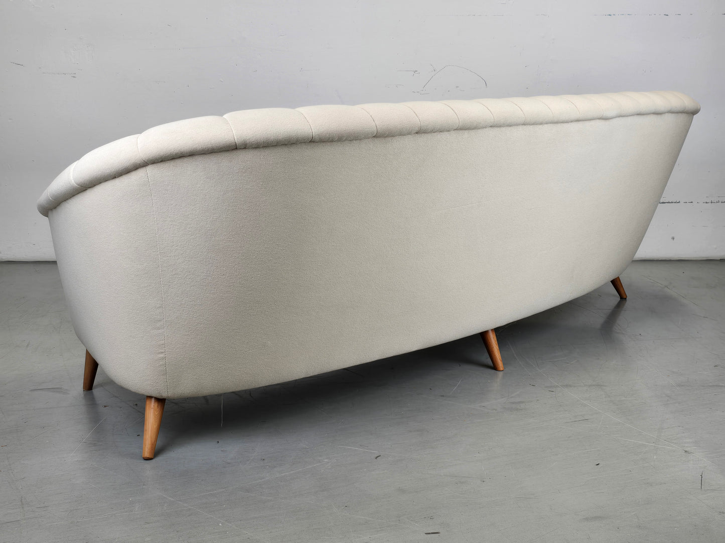 MID CENTURY SOFA couch 3er beige weiß vintage garnitur samt dänemark