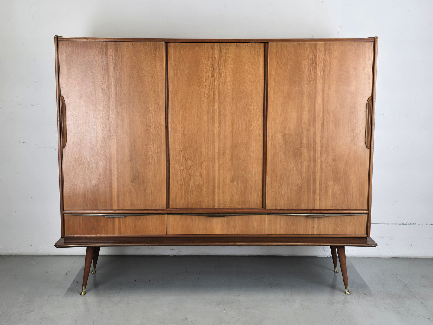 BEHR HIGHBOARD sideboard holz vintage schrank mid century schubladen schiebetüren ebw erwin behr wendlingen