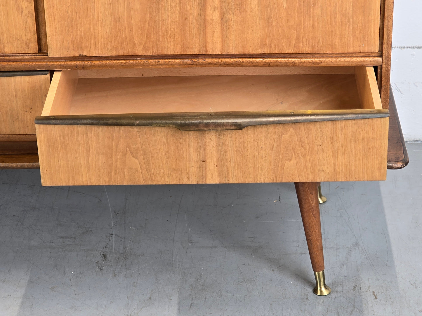 BEHR HIGHBOARD sideboard holz vintage schrank mid century schubladen schiebetüren ebw erwin behr wendlingen