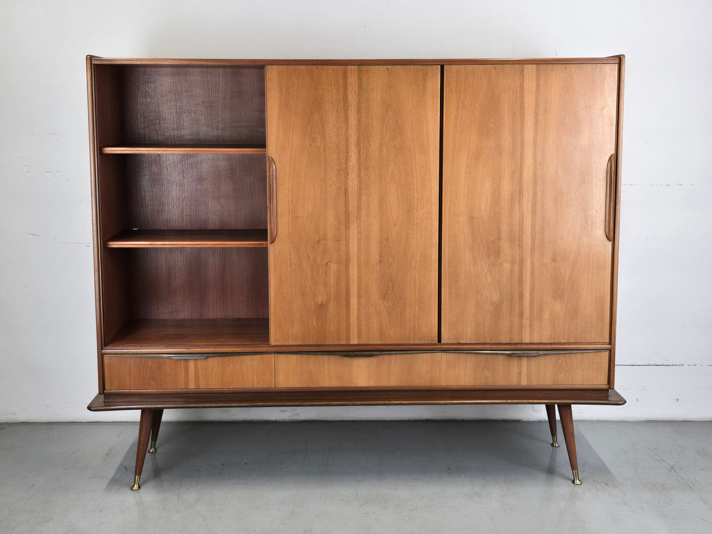 BEHR HIGHBOARD sideboard holz vintage schrank mid century schubladen schiebetüren ebw erwin behr wendlingen