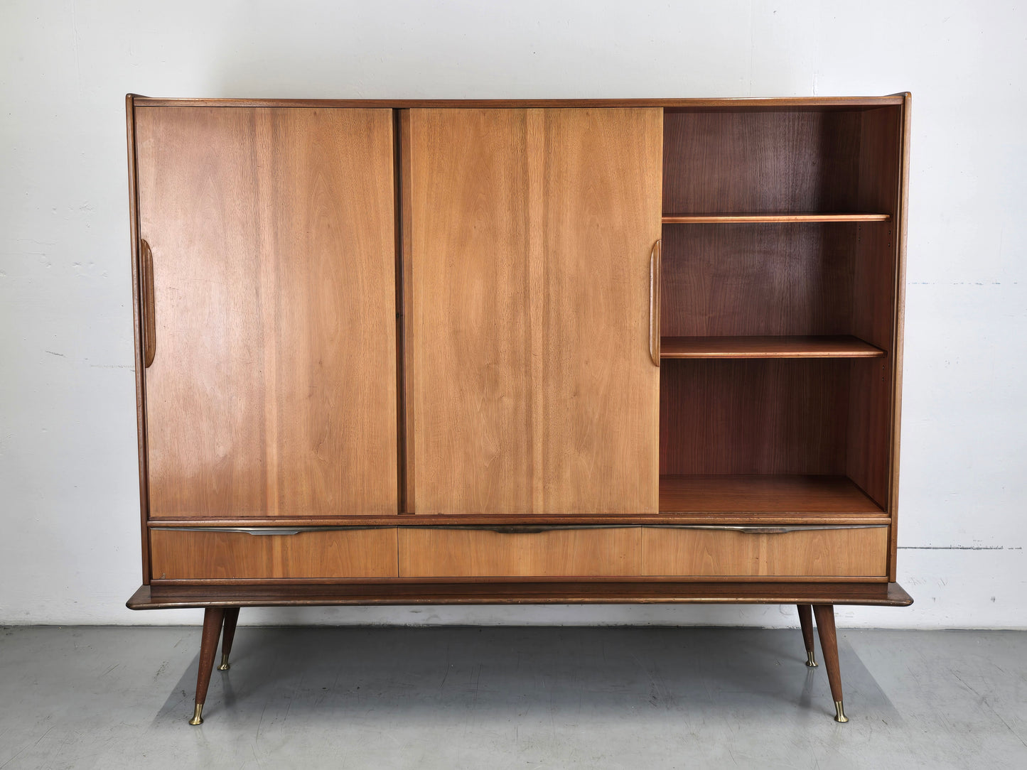 BEHR HIGHBOARD sideboard holz vintage schrank mid century schubladen schiebetüren ebw erwin behr wendlingen