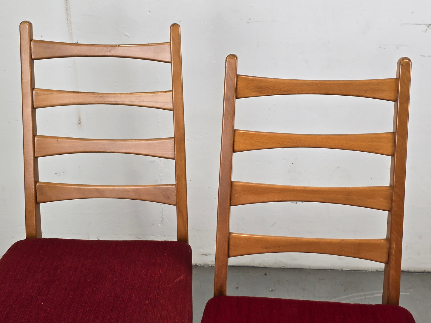 MID CENTURY STÜHLE stuhl vintage esstisch esszimmer küche rot holz