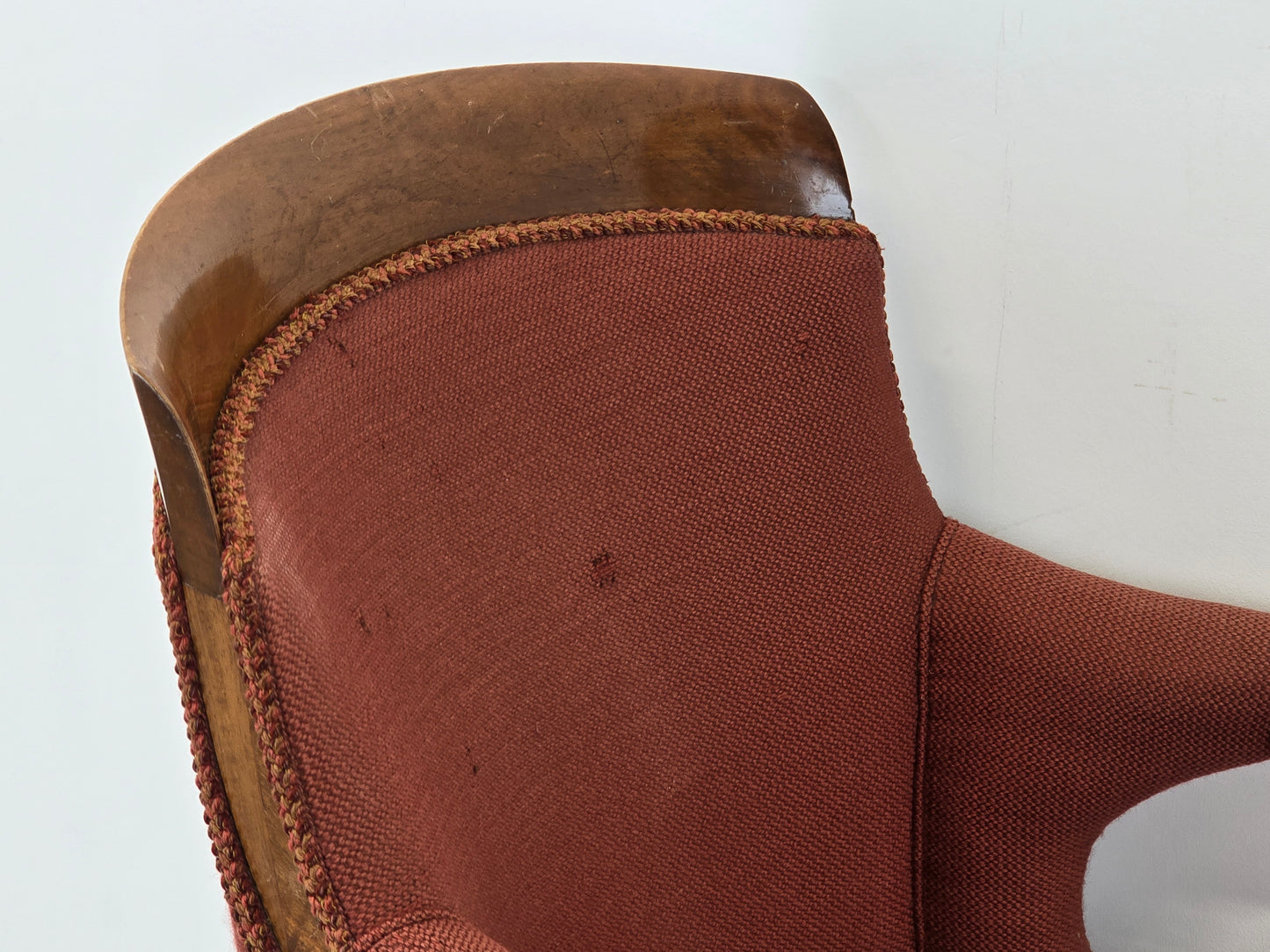ANTIK SESSEL Polstersessel Biedermeier Stil Rot Vintage Armlehnstuhl