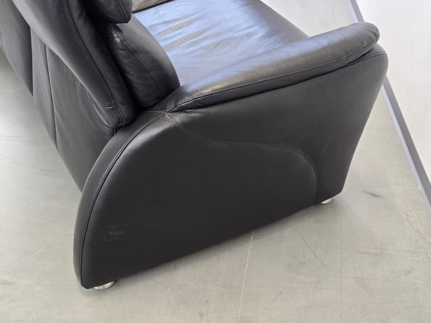 W.SCHILLIG LEDERSOFA Schwarz 2-Sitzer Designer Couch Leder Top Zustand AY4