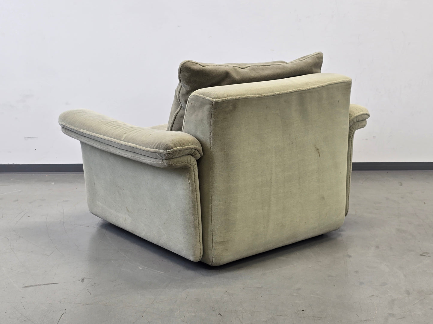 MUSTERRING SESSEL Vintage Sofa Modul Lounge Samt Retro 70er Jahre Beige Sand