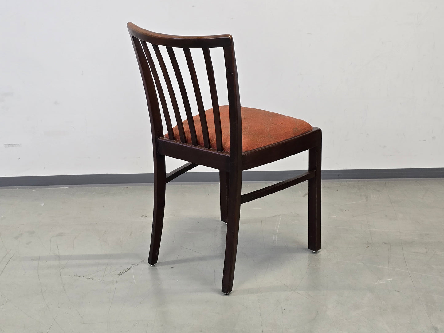 VINTAGE STUHL 1960er Holzstuhl Esszimmerstuhl Mid-Century Retro Braun Rot Stoff