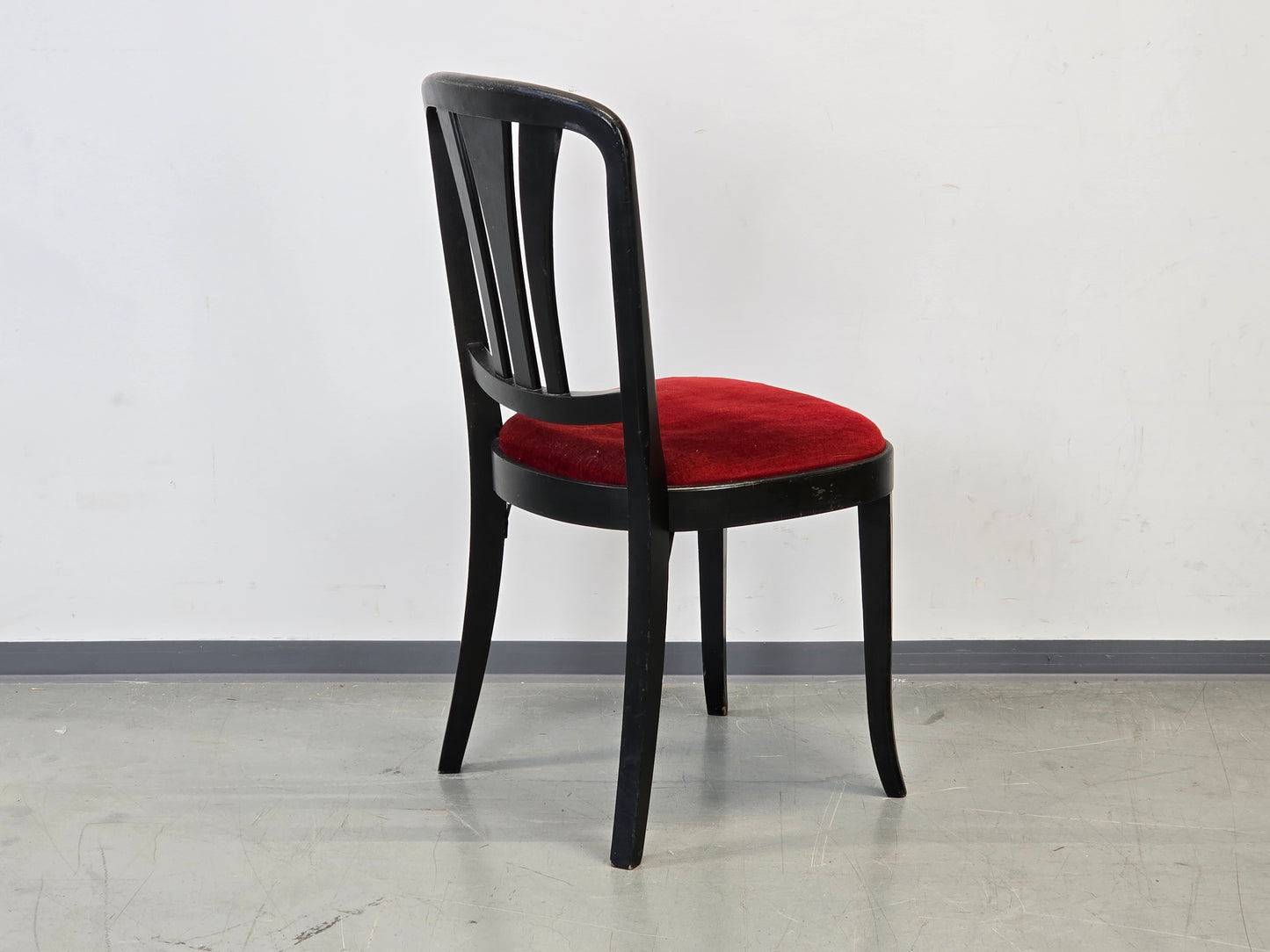 BISTRO STUHL Art Déco Vintage Schwarz Rot Samt Holzstuhl Esszimmer BN2