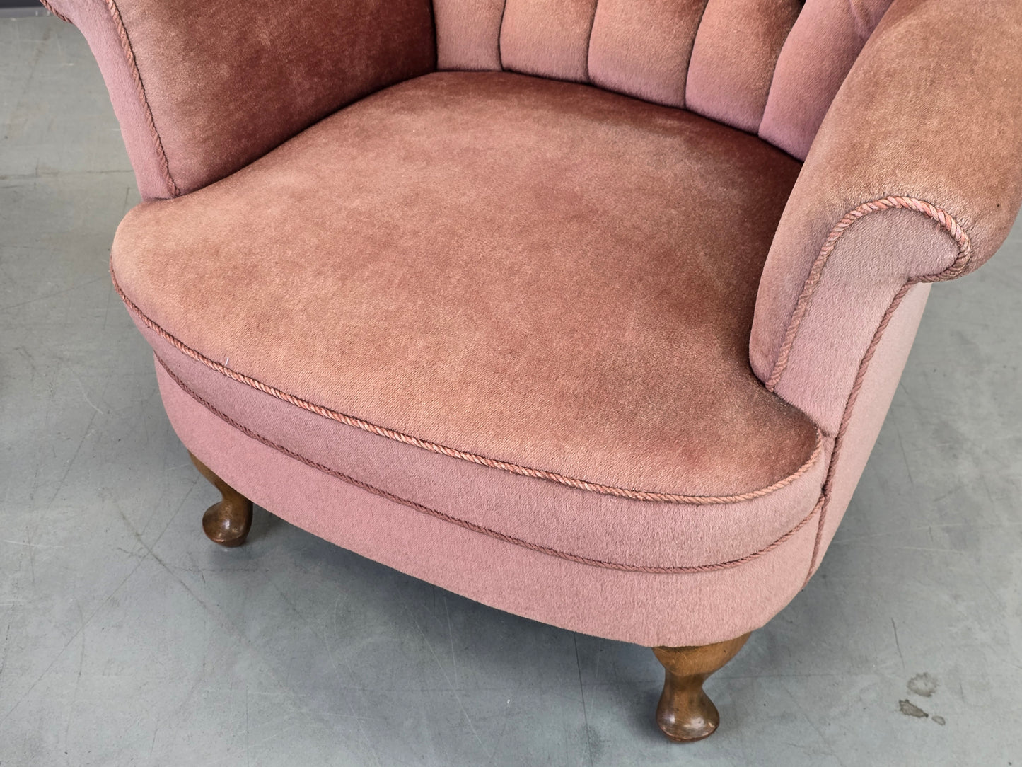 VINTAGE SESSEL Cocktailsessel Samt Rosa Mid Century 50er 60er Jahre Design