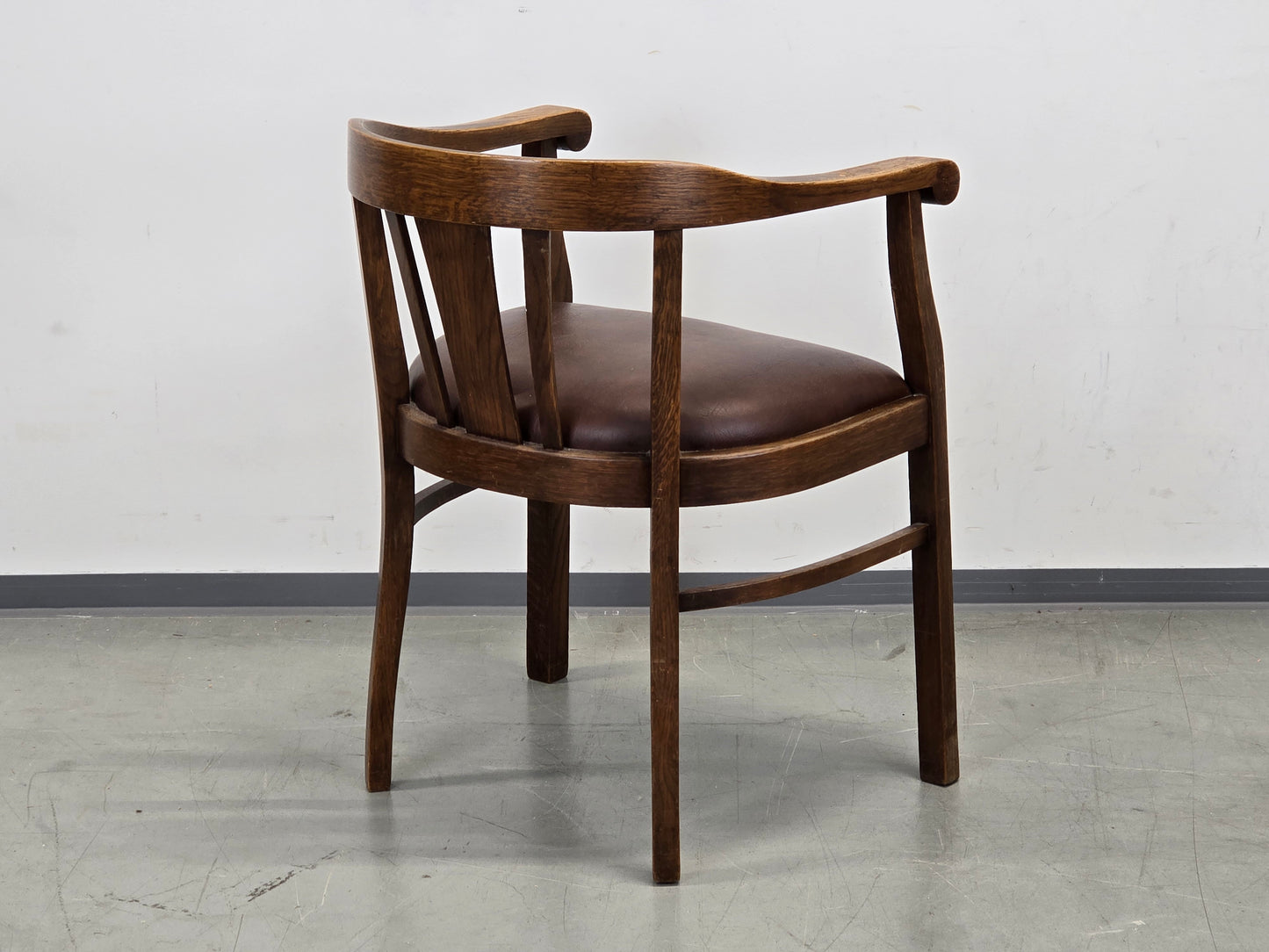ANTIK STUHL Eiche Leder Schreibtischstuhl Banker Chair Armlehnstuhl Loft vintage