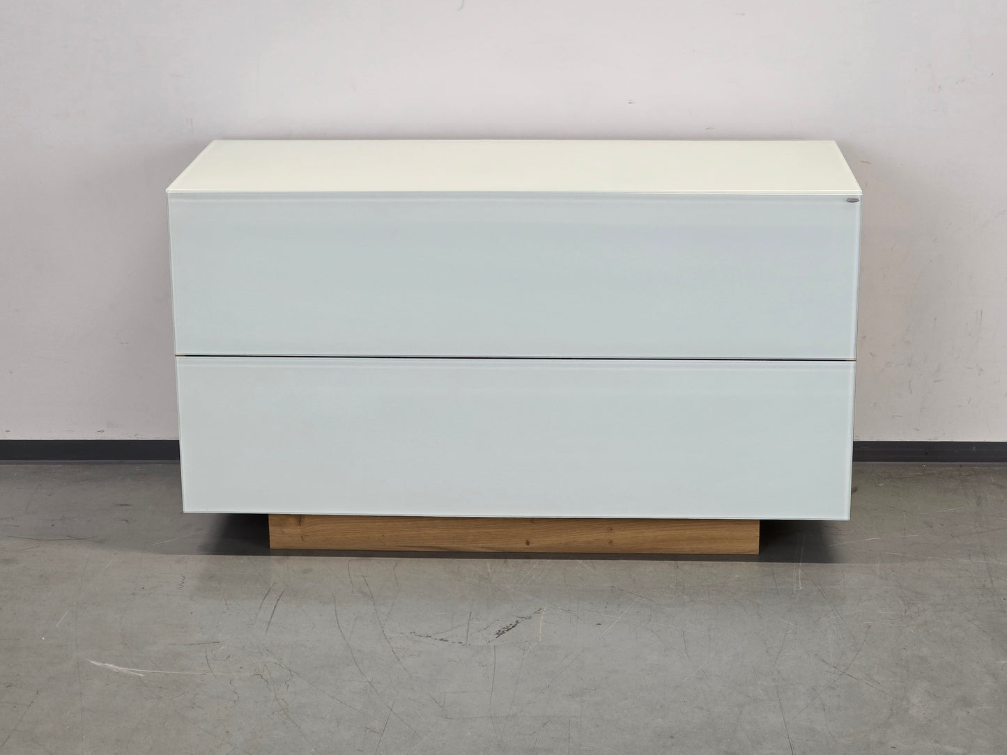 VOGLAUER SIDEBOARD Kommode Schubladen Designer Eiche Massivholz Glas weiß Highboard