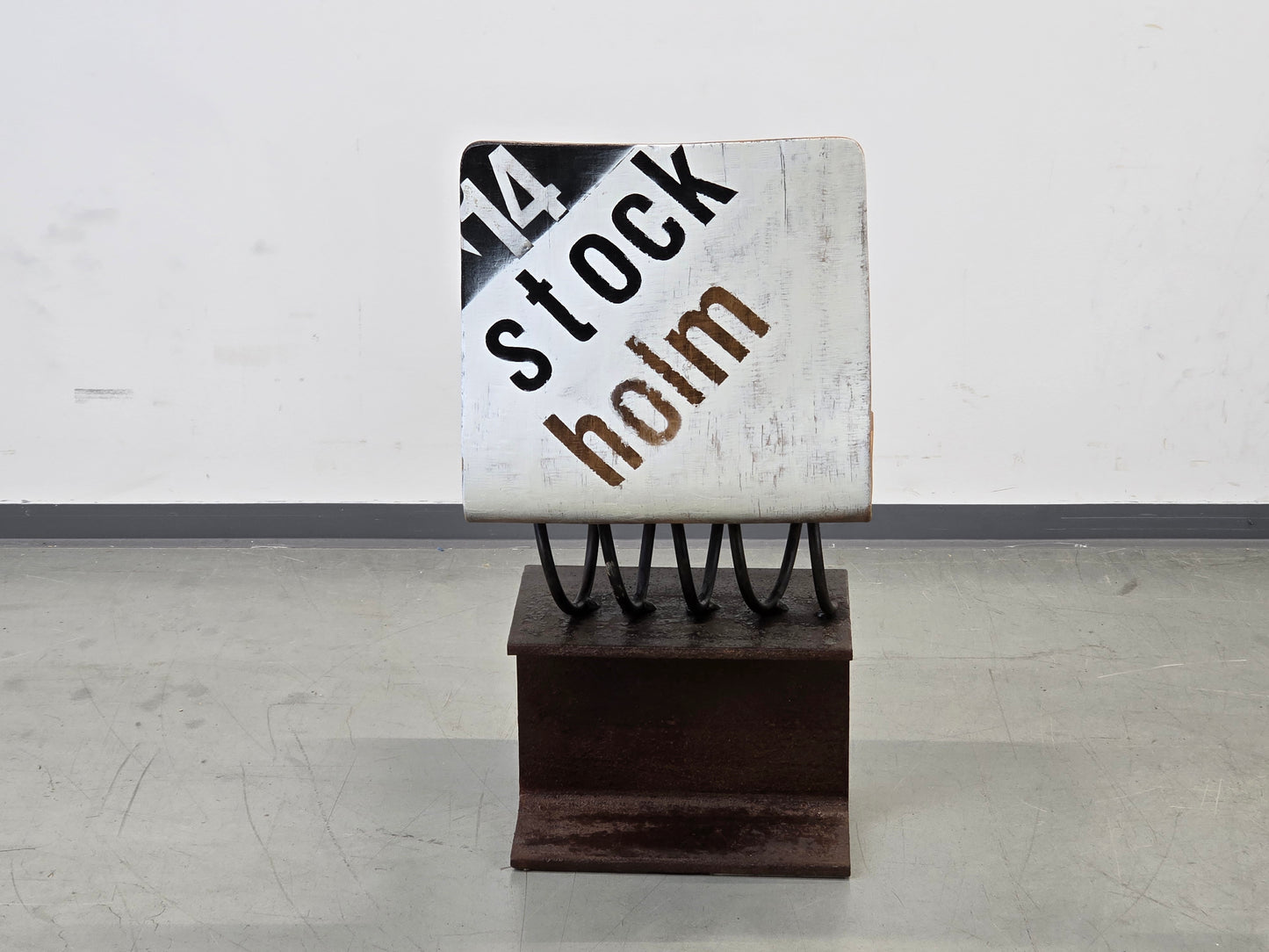 INDUSTRIAL STUHL | I-Träger Stahl Unikat Feder Plywood Vintage Loft Design Art