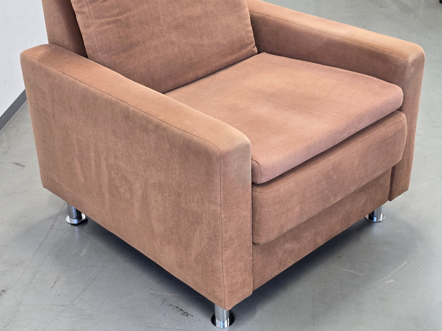 DESIGN SESSEL Hocker Chrom Braun Lounge Tv Chair Retro Fußhocker Ottomane