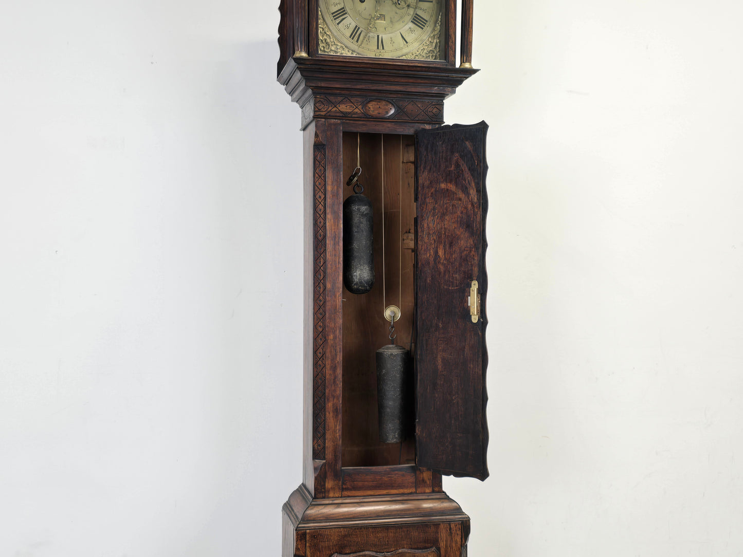 ANTIQUE STANDUHR 18. JHD Eiche George III Longcase Clock Tempus Fugit Rarität