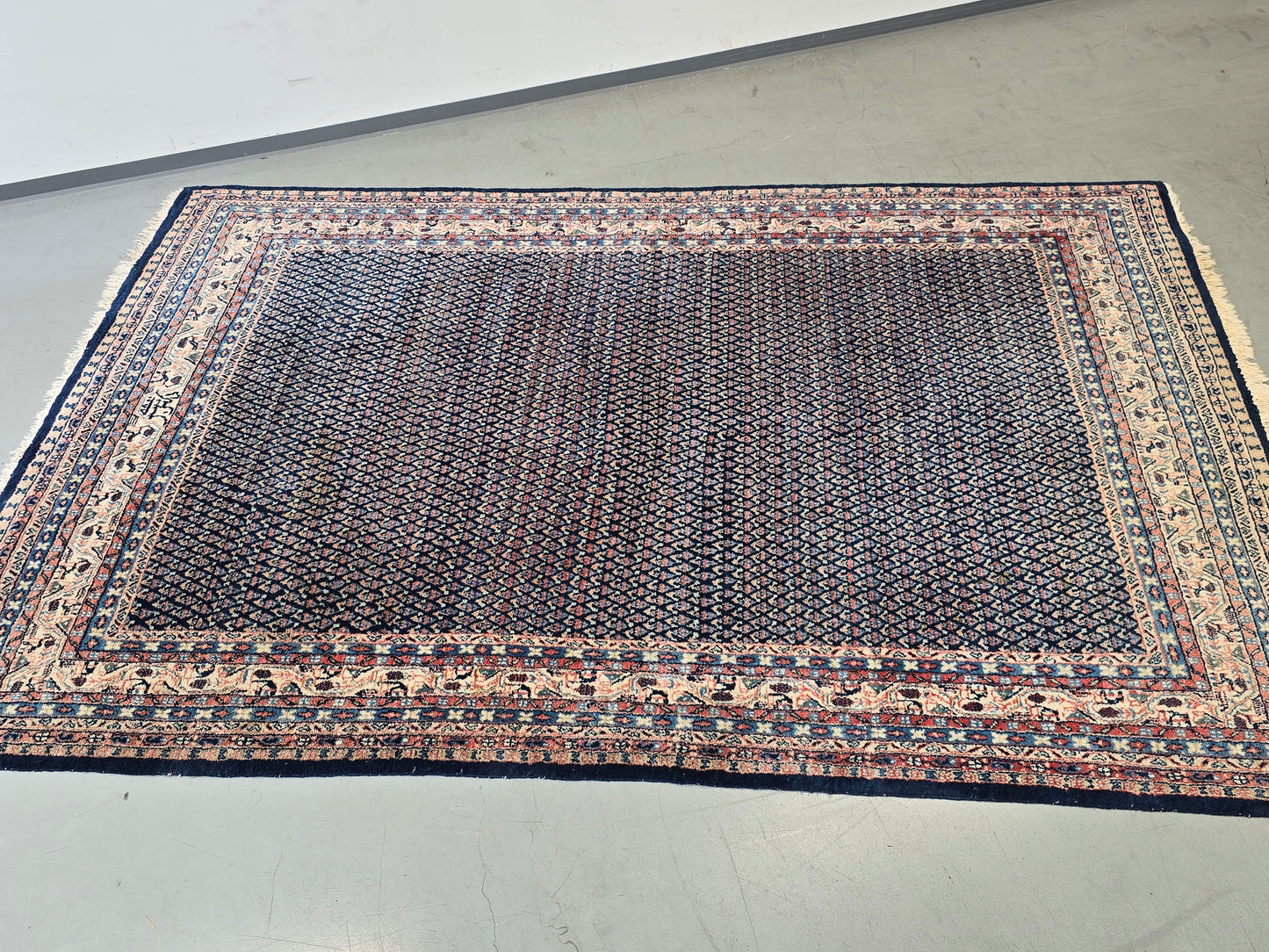SAROUK MIR ORIENTTEPPICH Handgeknüpft 268x177 Perserteppich Wolle Blau Vintage