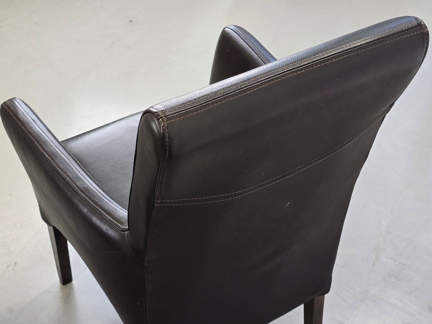 LEDER ARMLEHNSTUHL Design Vintage 60er Sessel Stuhl Konferenz Braun Massivholz