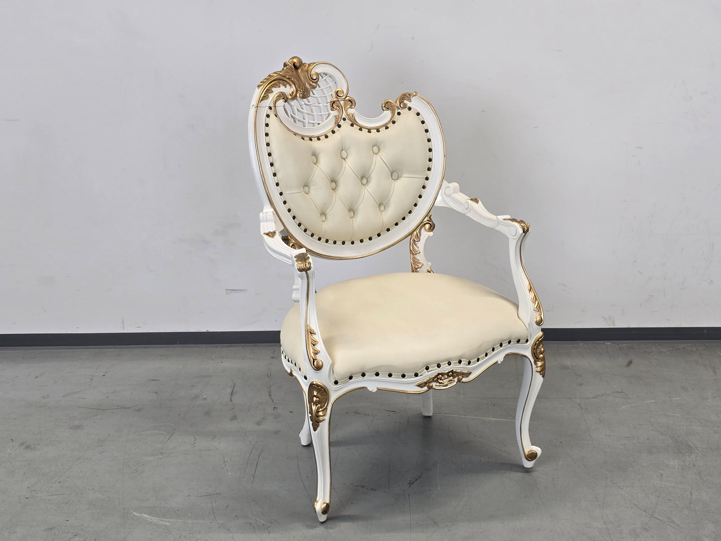 BAROCK SESSEL Weiss Gold Rokoko Stuhl Vintage Sessel Antik-Stil Prunkstuhl