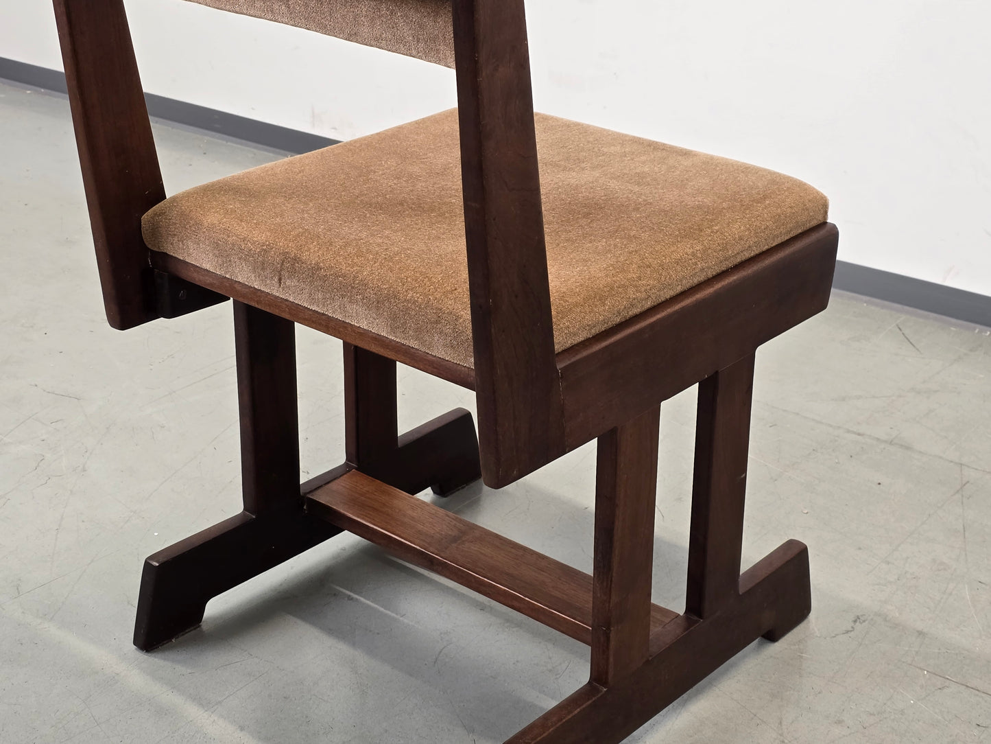 BRUTALIST STUHL Mid Century Vintage Esszimmerstuhl Holz Samt Retro