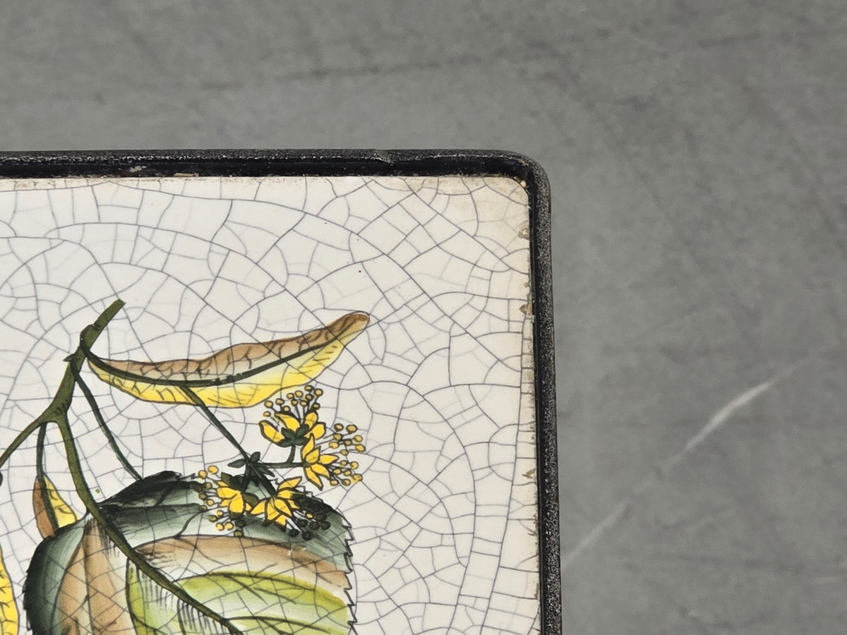 BEISTELLTISCH Vintage Schmiedeeisen Fliesen Botanik Kacheltisch