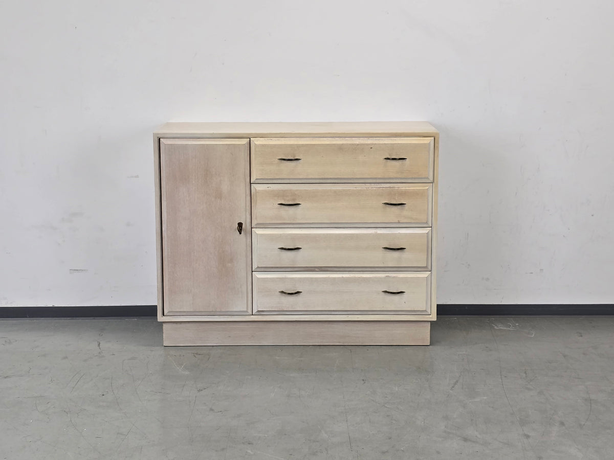 VINTAGE SIDEBOARD Kommode Holz Weiß Mid Century Eiche Anrichte