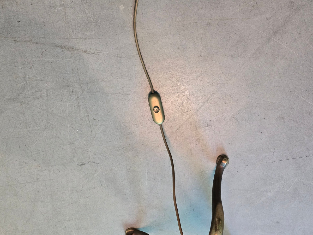 STEHLAMPE MESSING Vintage Mid Century Dreifuß Plissee Lampe 60er 70er Retro