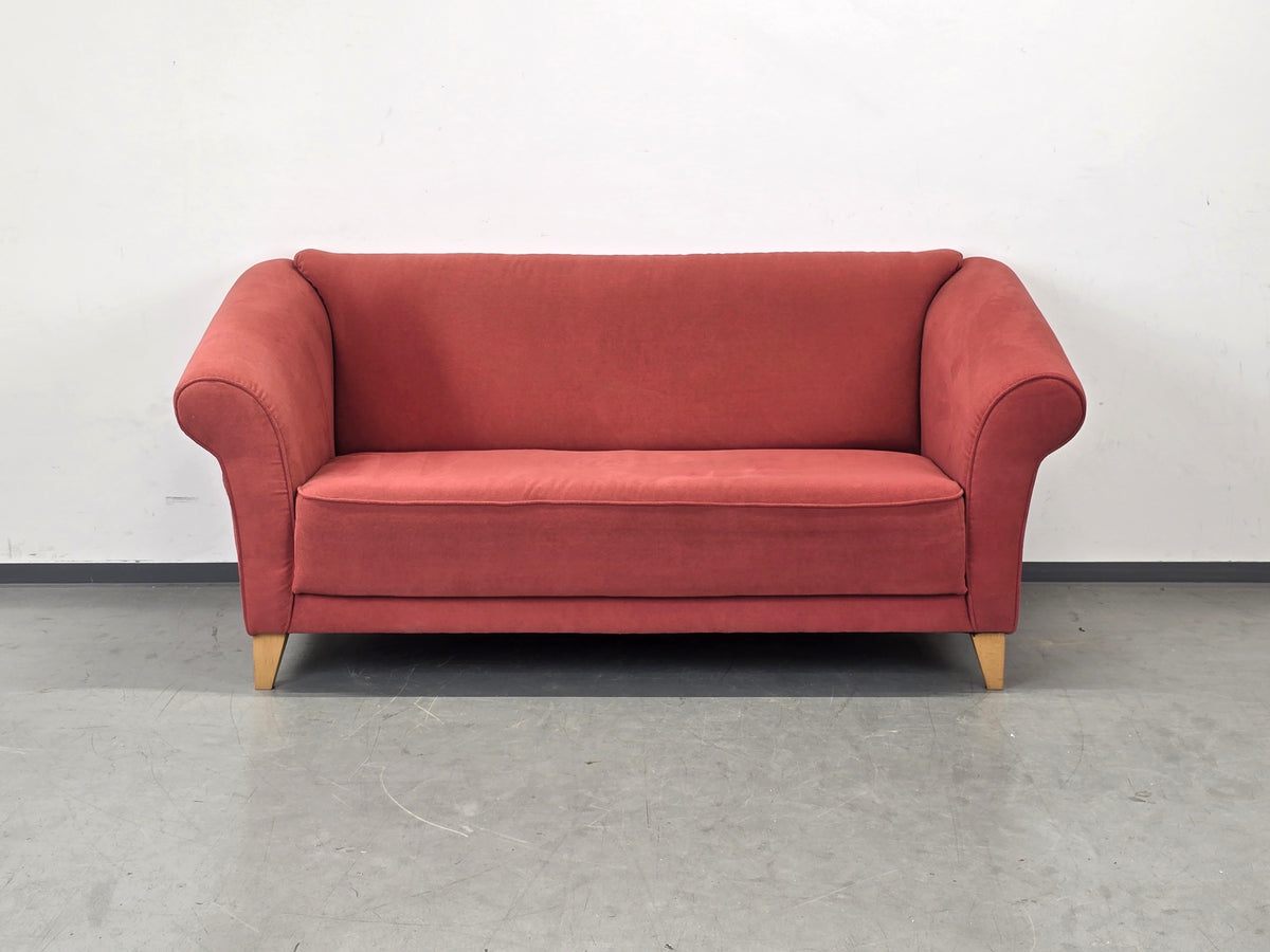 VINTAGE SOFA Mid Century 50er 60er Zweisitzer Rot Couch Velvet Landhaus