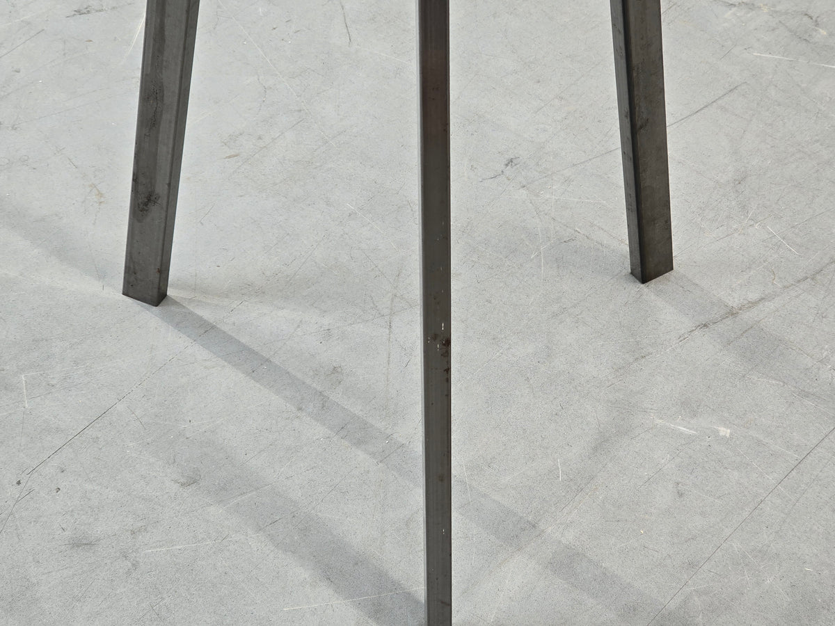 DESIGNER BEISTELLTISCH Glas Stahl Brutalist Industrial Postmoderne Bistrotisch