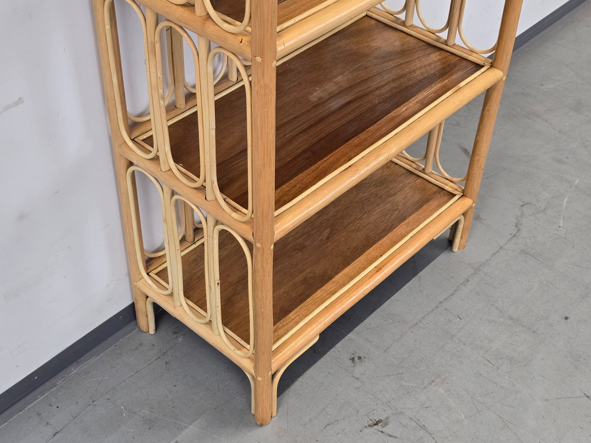 MID CENTURY REGAL Vintage Bücher Rattan Boho 1960er Bücherregal