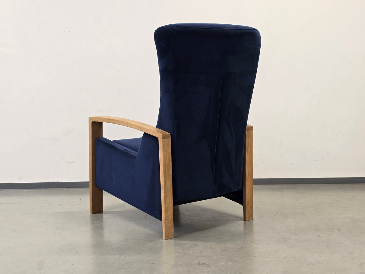 RELAXSESSEL SESSEL TV Sessel Liegesessel Blau Eiche Holz Ruhesessel