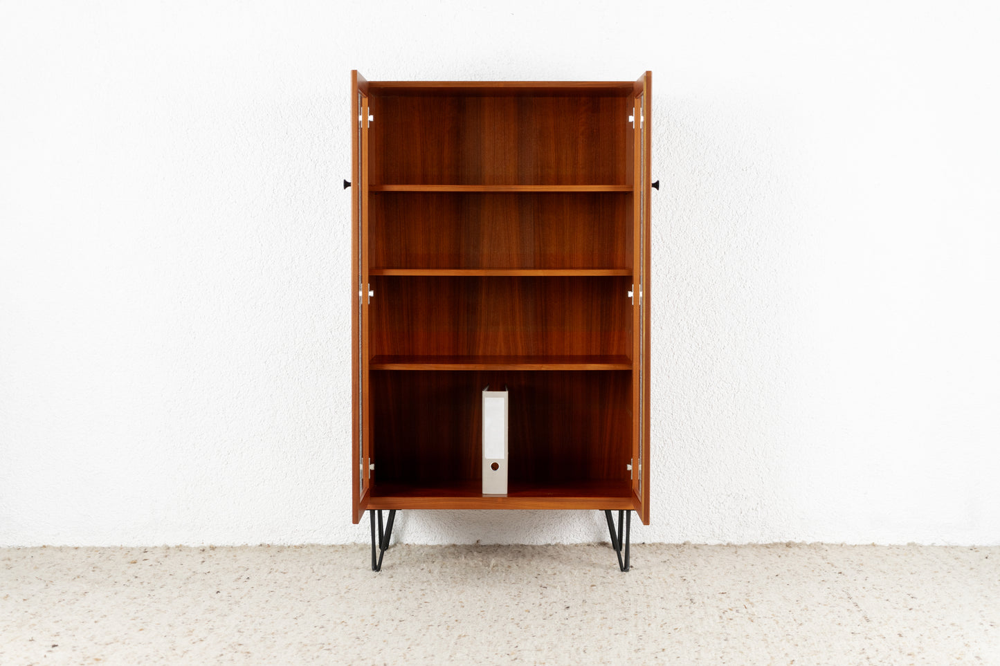 Vitrine Schrank Mid Century Nuss Holz Vintage